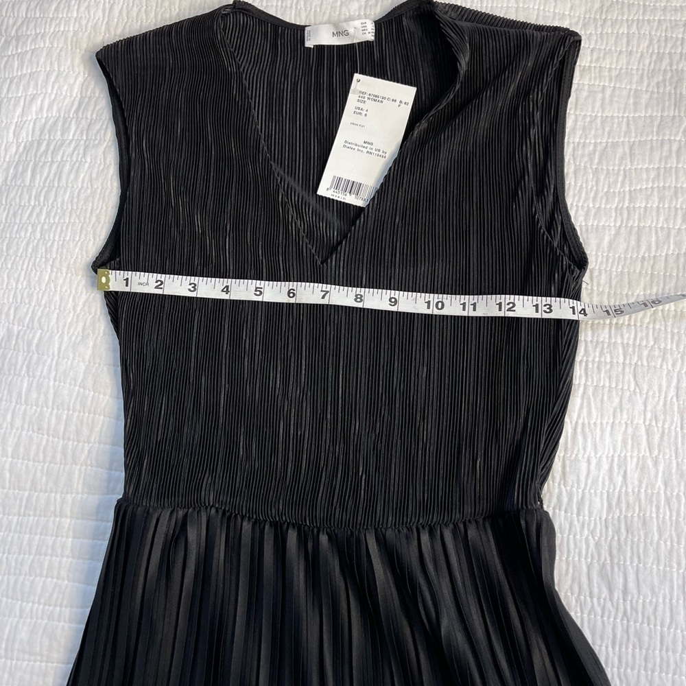 MNG Mango pleated Black Midi Party Dress Size 4 NWT - Picture 13 of 16